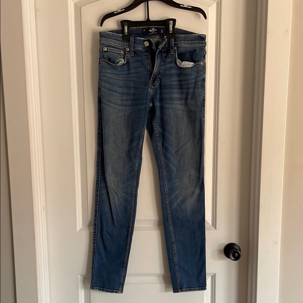 Hollister Blue Skinny Jeans with Distressed Details